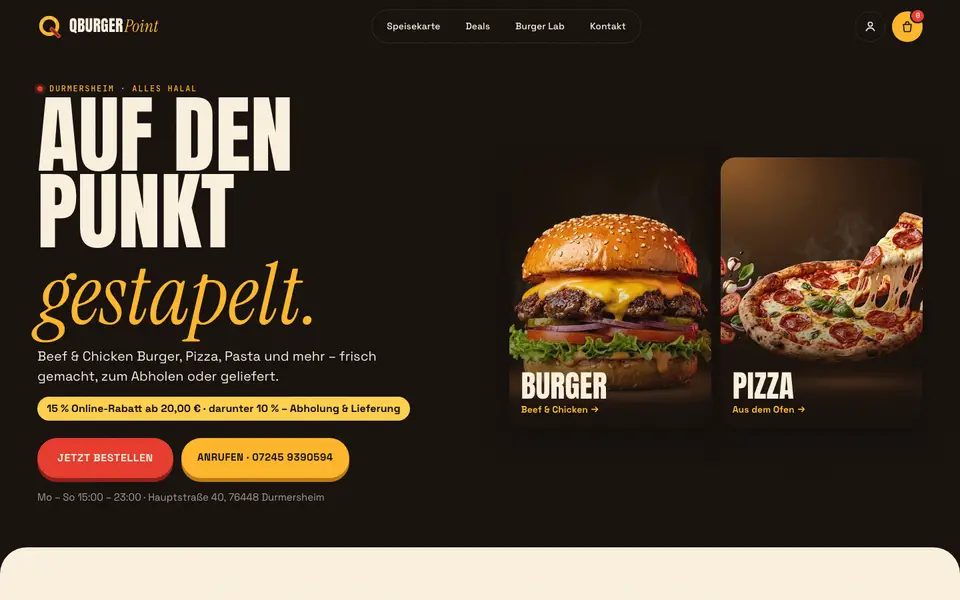 QBurger Point website