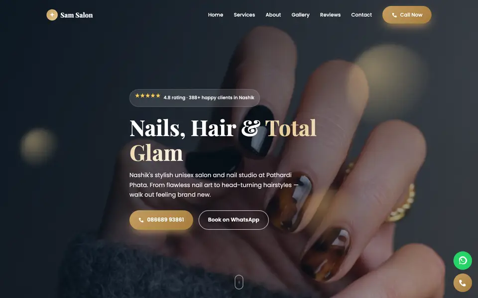 Sam Unisex Salon website