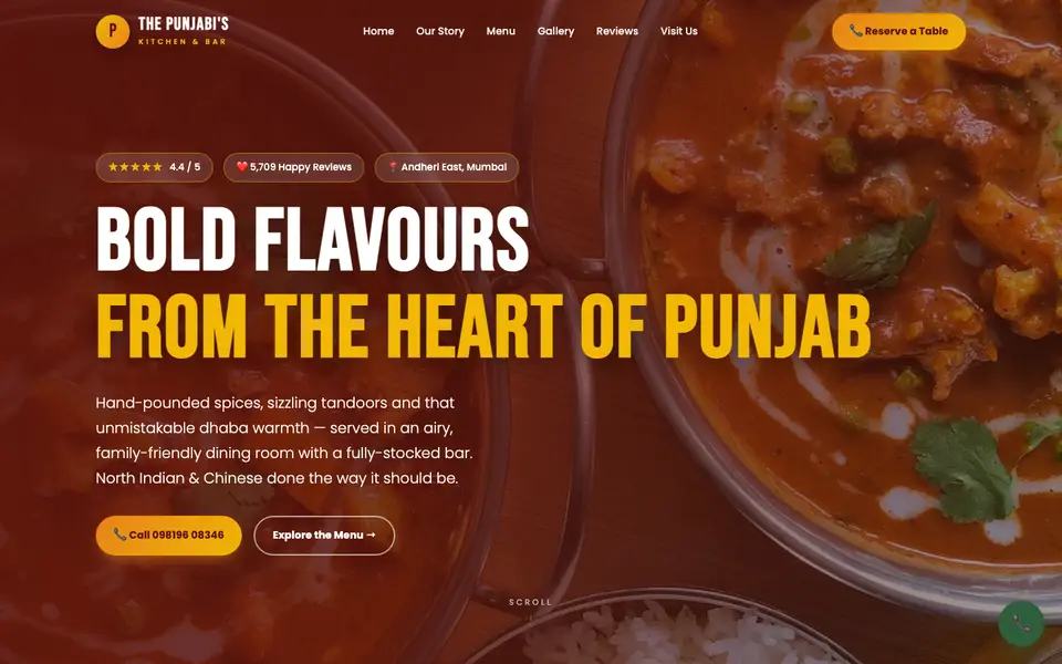 The Punjabi's Kitchen & Bar website